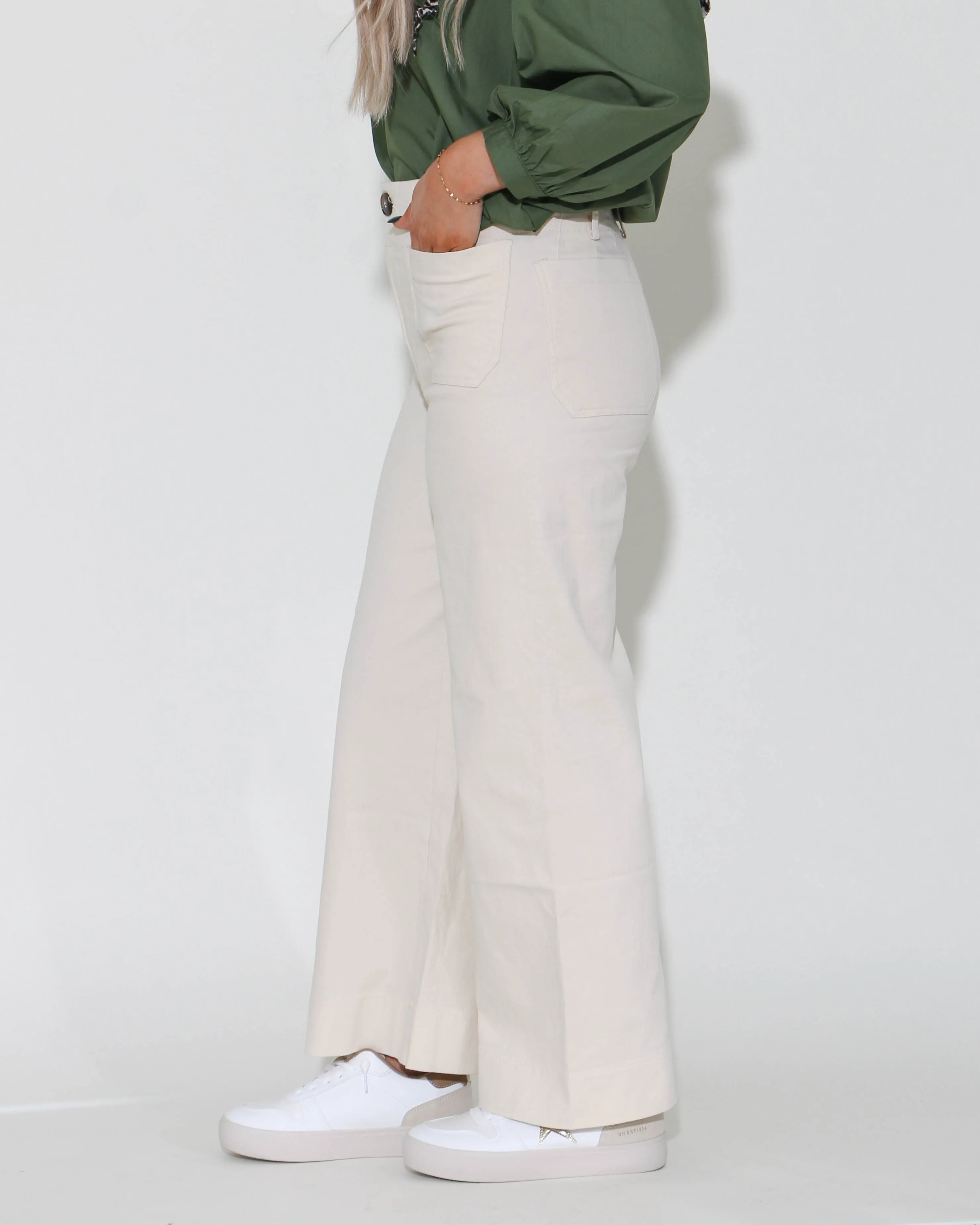 Cream Front Pocket Pants
