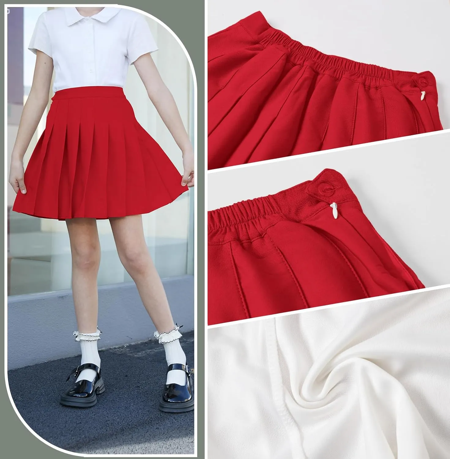 Cromoncent Girls Womens Pleated Mini Skirt Short High Waist School Uniform, 2Years - 4XL