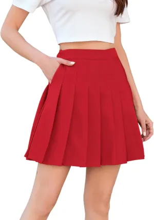 Cromoncent Girls Womens Pleated Mini Skirt Short High Waist School Uniform, 2Years - 4XL