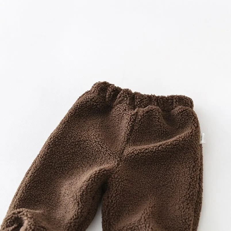 Cute Bear Baby Winter Thickened Plush Pants