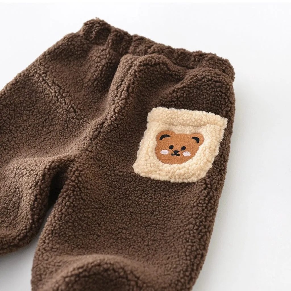 Cute Bear Baby Winter Thickened Plush Pants