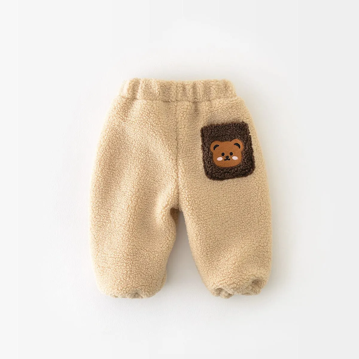 Cute Bear Baby Winter Thickened Plush Pants