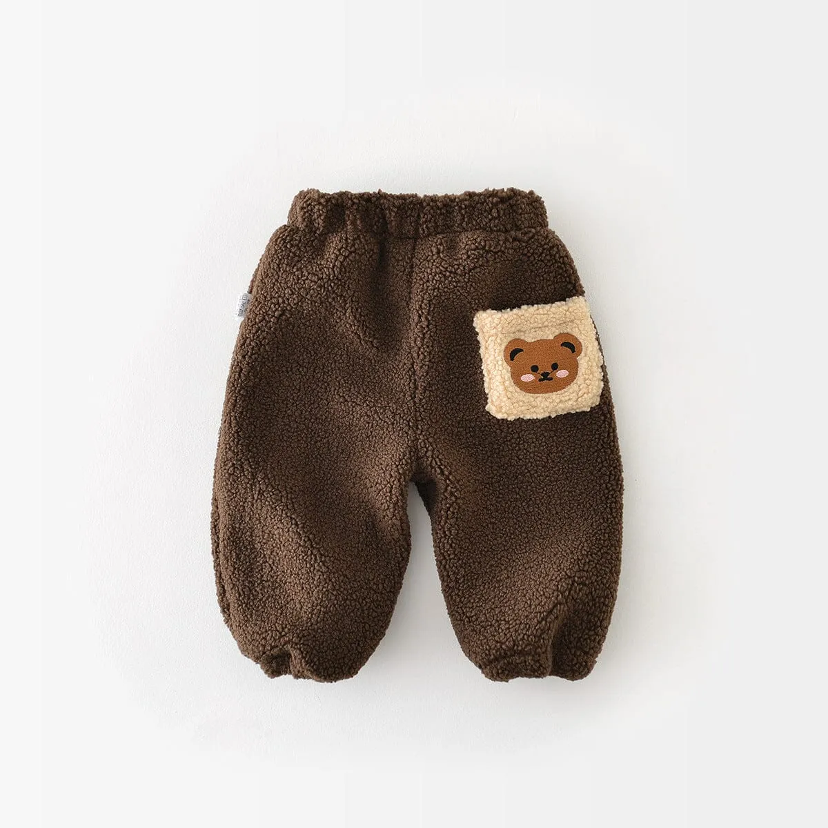 Cute Bear Baby Winter Thickened Plush Pants