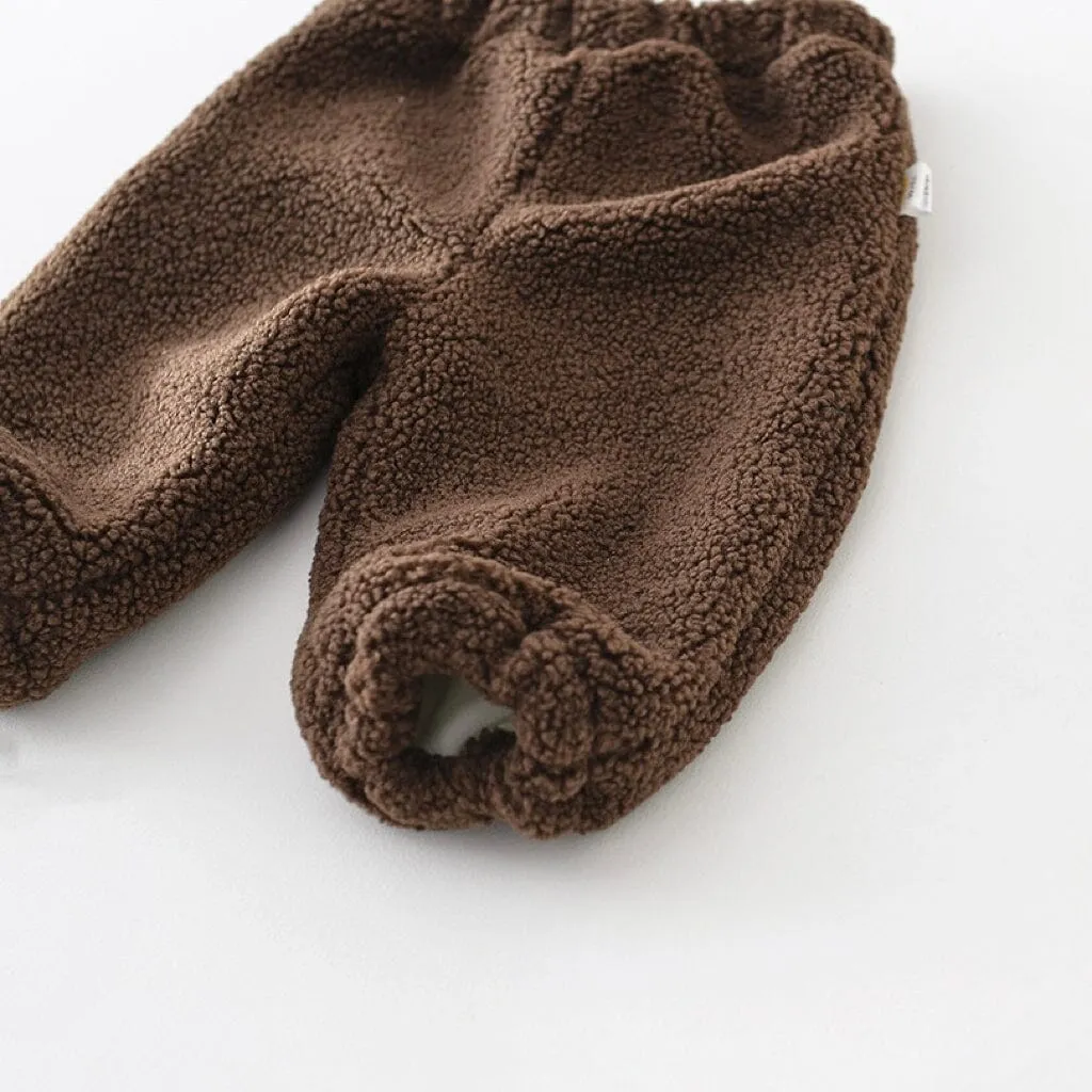 Cute Bear Baby Winter Thickened Plush Pants