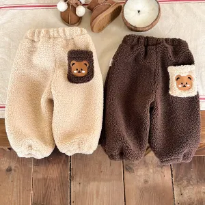 Cute Bear Baby Winter Thickened Plush Pants