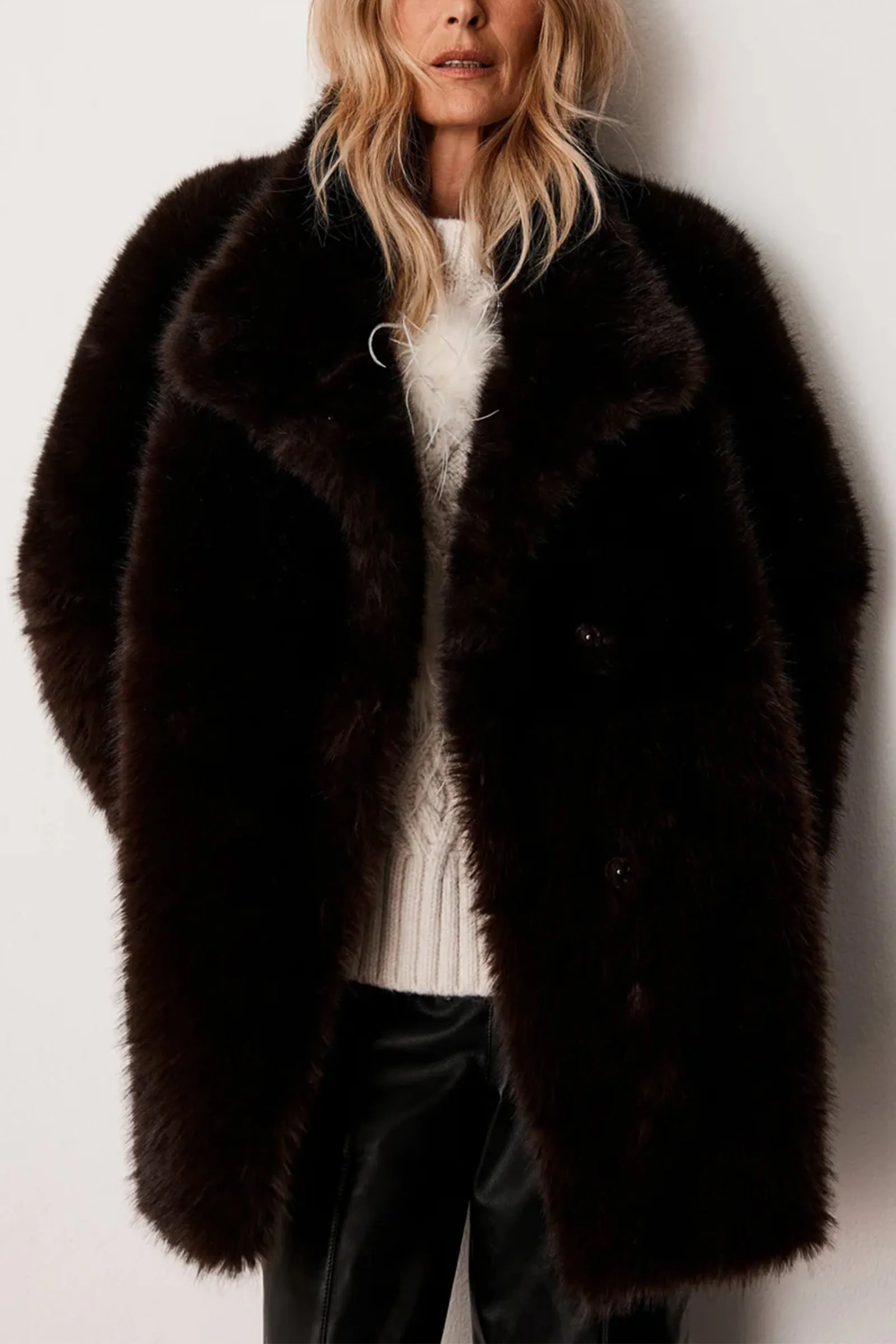 Dark Brown Faux Fur Coat