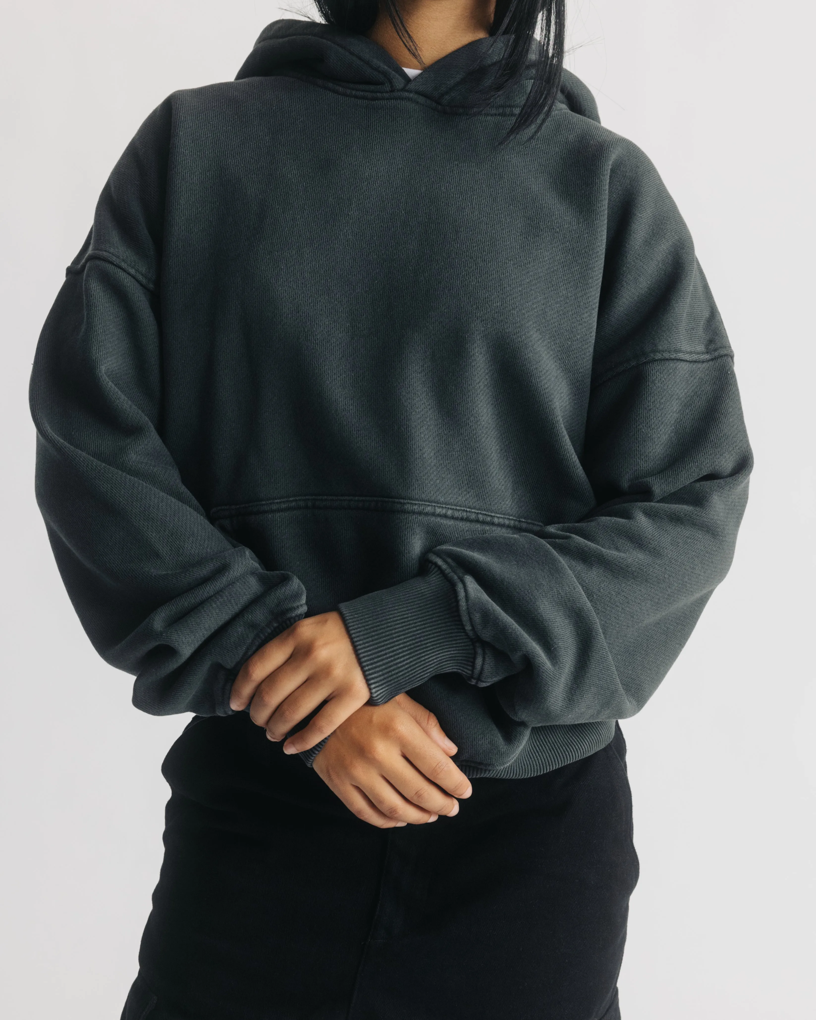 Diagonal Weave Hoodie - Vintage Black