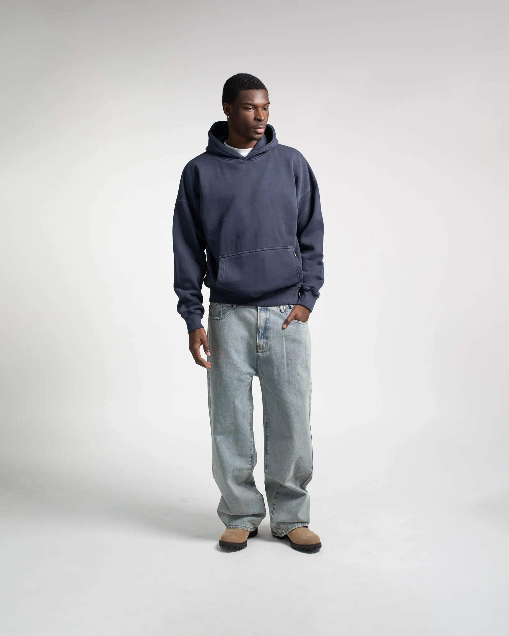 Diagonal Weave Hoodie - Vintage Navy