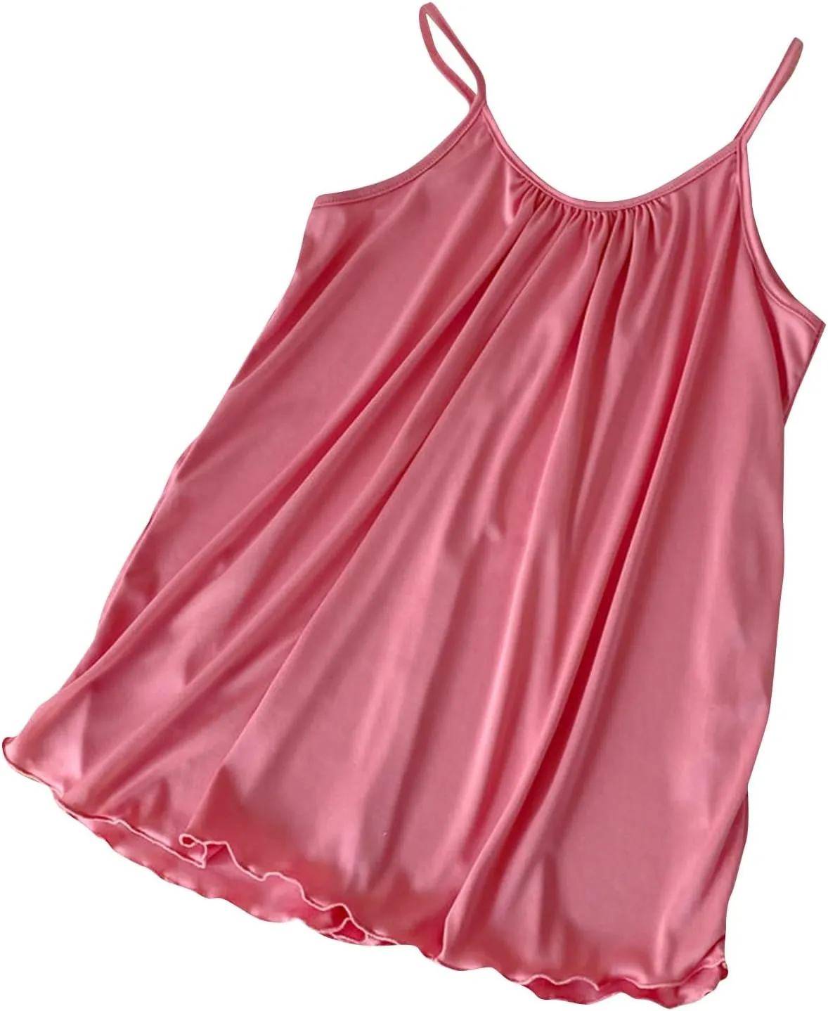 Dress Shirts for Women Pleated Spaghetti Strap Camisole Loose Fit Casual Sleeveless Flowy Basic Tops Silk Sleepwear Tanks