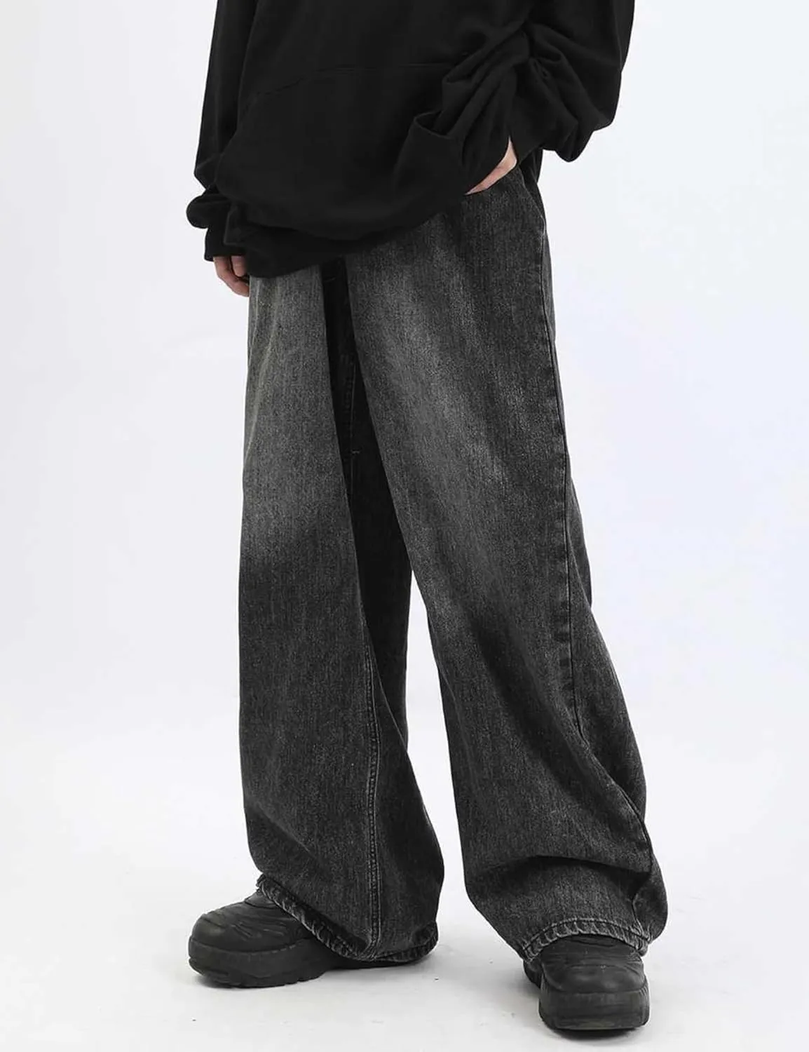 EMMIOL Men's Jeans Baggy Pants Y2K Hip Hop Jeans Casual Solid Jeans Loose Fit 90s Vintage Cargo Denim Pants