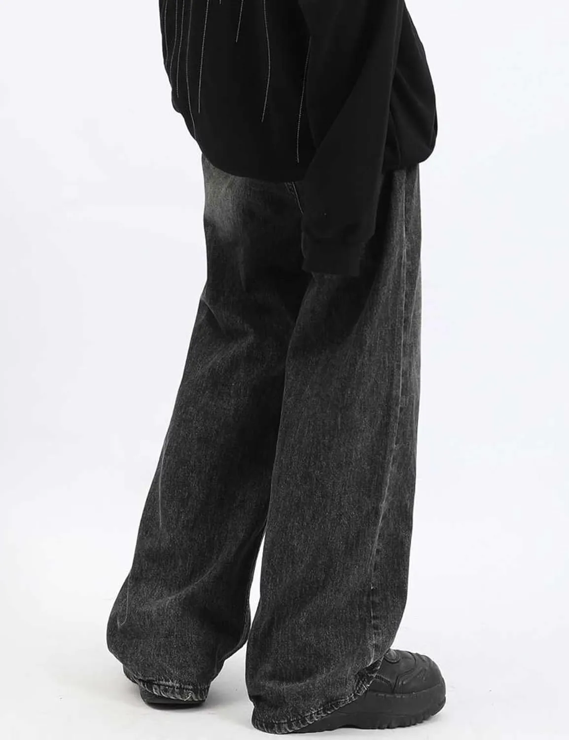 EMMIOL Men's Jeans Baggy Pants Y2K Hip Hop Jeans Casual Solid Jeans Loose Fit 90s Vintage Cargo Denim Pants