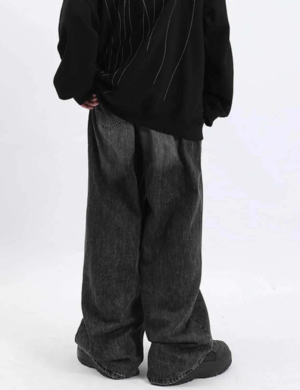 EMMIOL Men's Jeans Baggy Pants Y2K Hip Hop Jeans Casual Solid Jeans Loose Fit 90s Vintage Cargo Denim Pants
