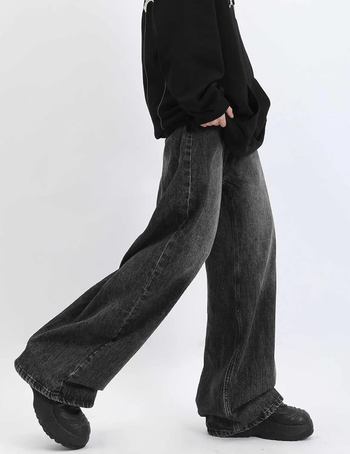 EMMIOL Men's Jeans Baggy Pants Y2K Hip Hop Jeans Casual Solid Jeans Loose Fit 90s Vintage Cargo Denim Pants