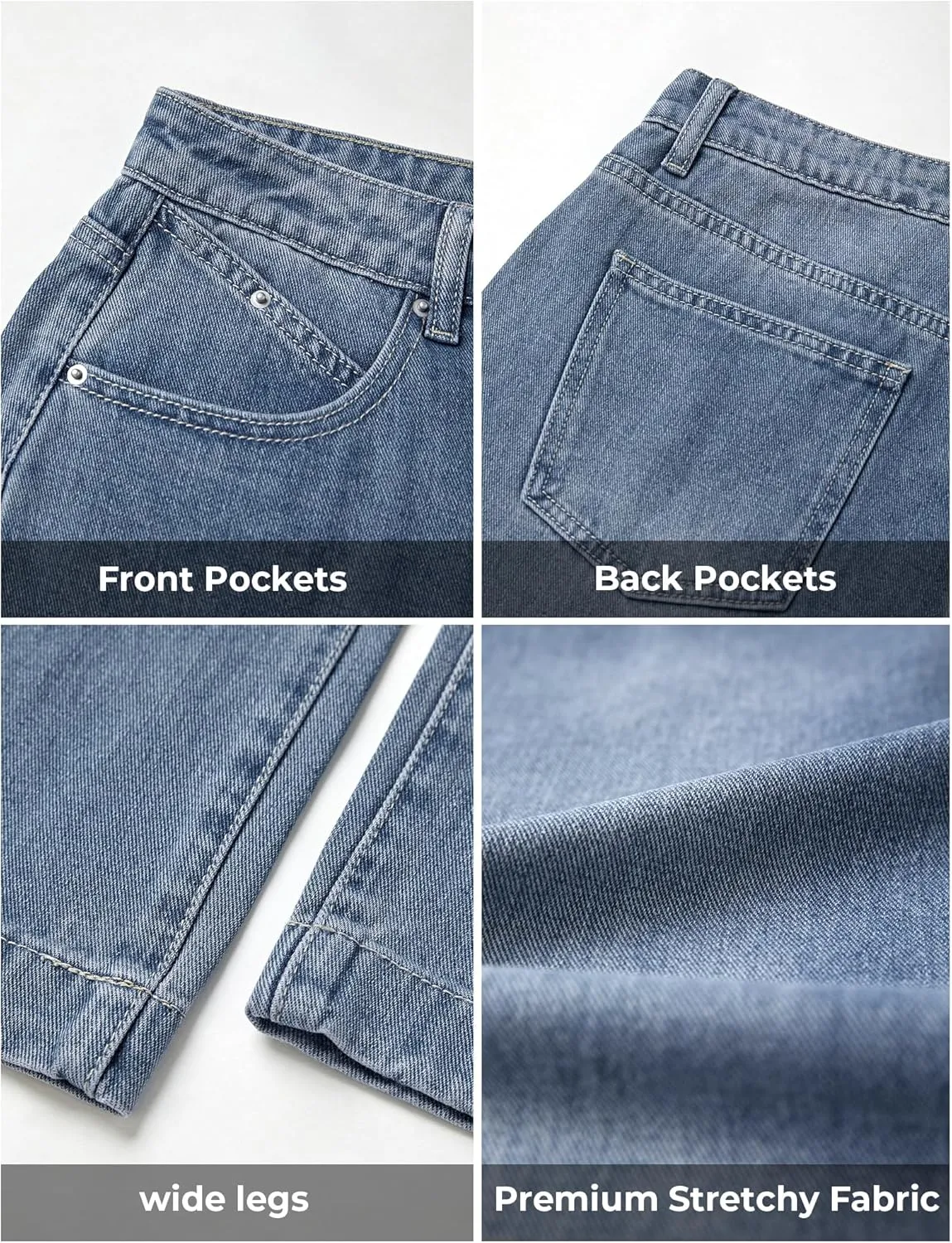 EMMIOL Women Straight Jeans Mid-Low Waist Baggy Wide Leg Jeans Loose Jeans 90s Denim Pants