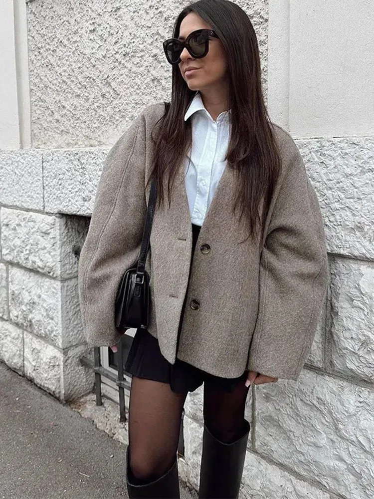 Fashion Solid Elegant Stylish Casual Short Coat
