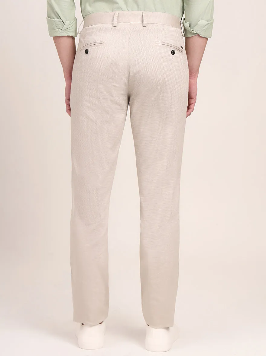 Fawn Beige Printed Uno Fit Casual Trouser | JadeBlue
