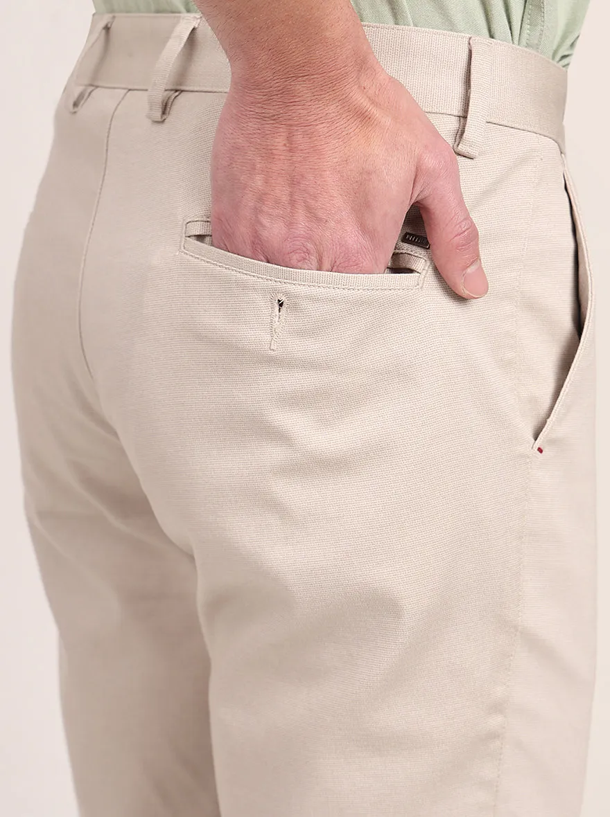 Fawn Beige Printed Uno Fit Casual Trouser | JadeBlue
