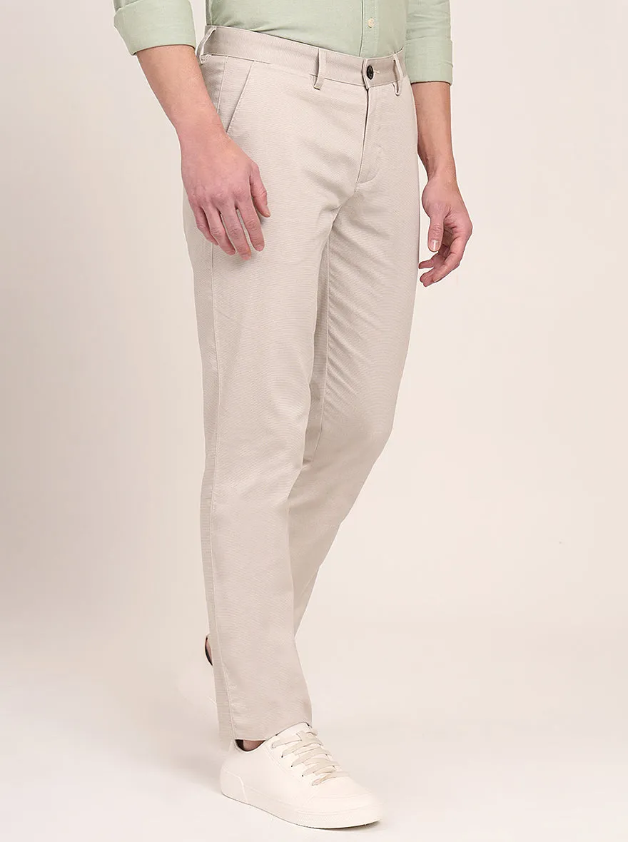 Fawn Beige Printed Uno Fit Casual Trouser | JadeBlue