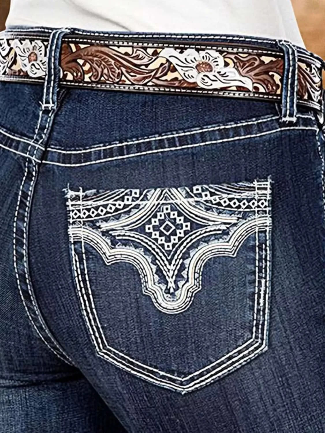 Flamingals Bootcut Jeans for Women Mid Rise Stretchy Skinny Jeans Trendy Wash Button Fly Vintage Denim Jeans Without Belt