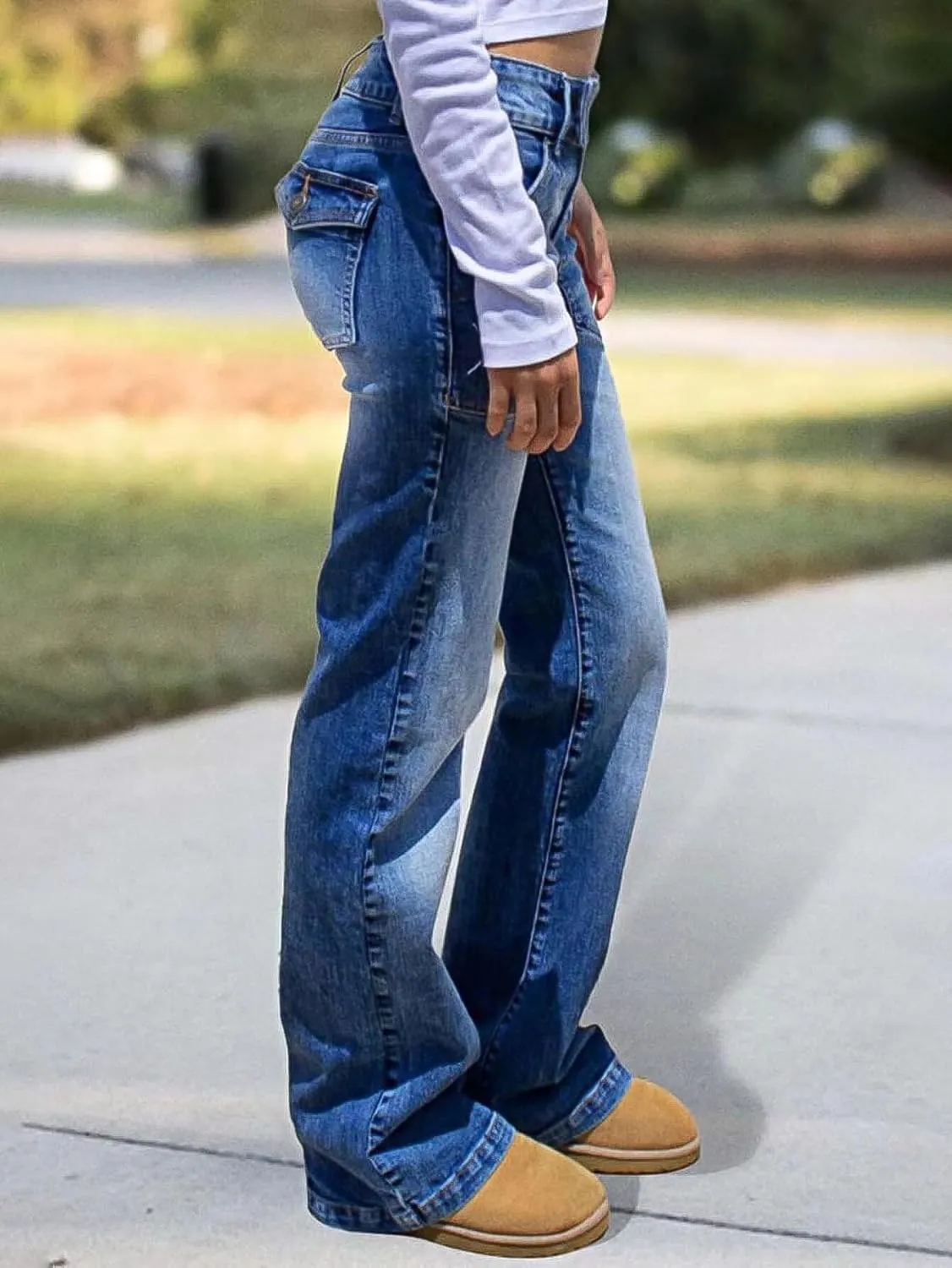 Flamingals Low Rise Wide Leg Jeans for Women Baggy Jeans Denim Trouser Jeans Flare Dress Pants