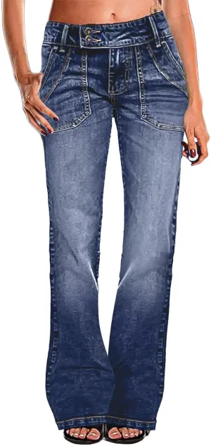 Flamingals Low Rise Wide Leg Jeans for Women Baggy Jeans Denim Trouser Jeans Flare Dress Pants