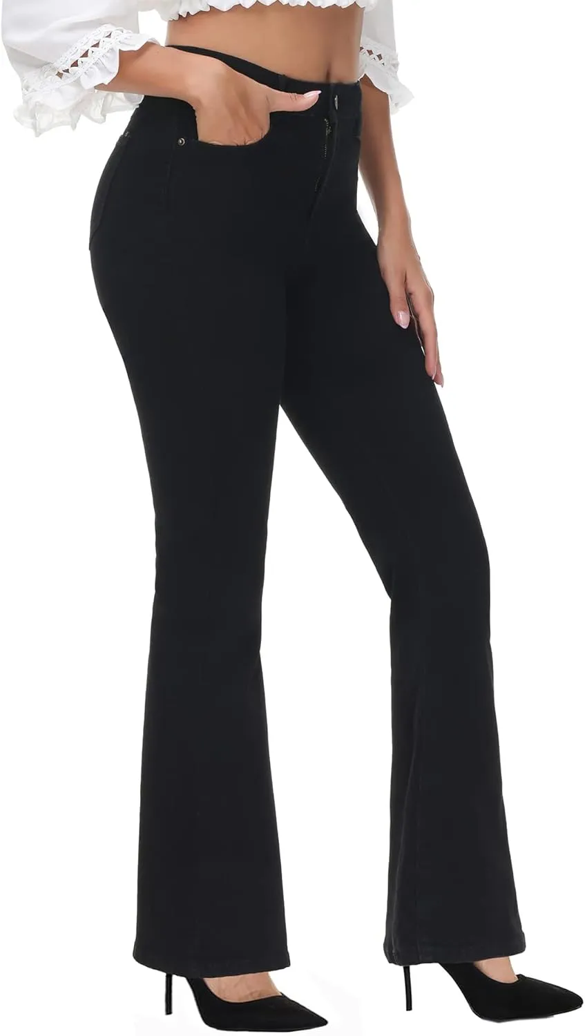 Flare Jeans for Women, Women's High Waist Stretch Bell Bottom Jeans Black Flare Bootcut Denim Jeans Pants