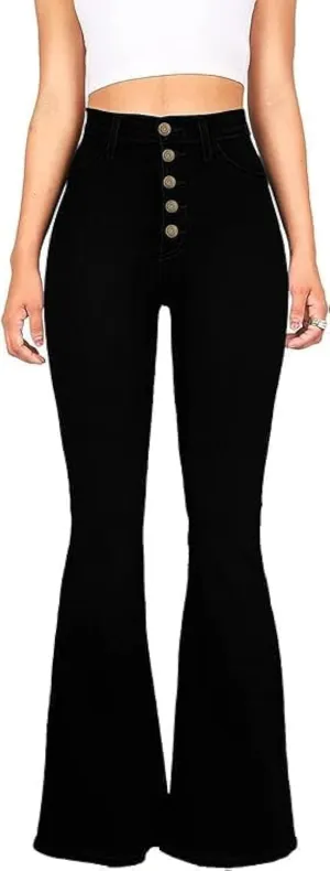 Flare Jeans for Women, Women's High Waist Stretch Bell Bottom Jeans Black Flare Bootcut Denim Jeans Pants