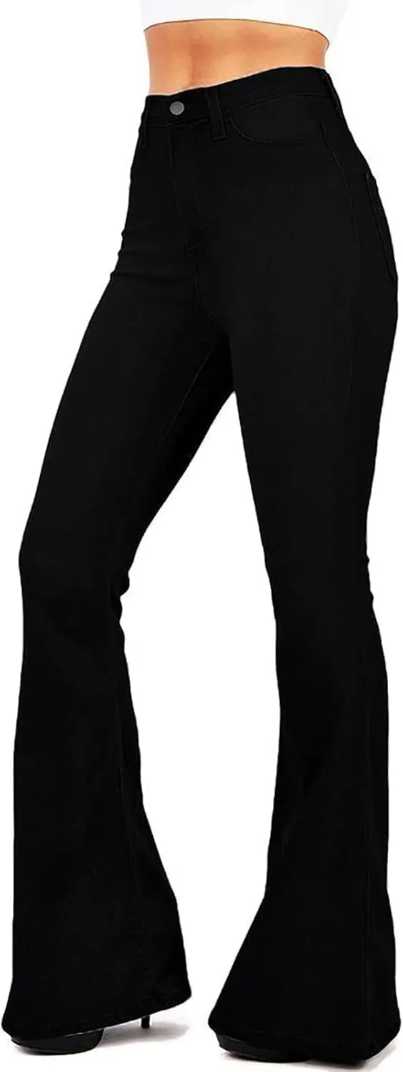 Flare Jeans for Women, Women's High Waist Stretch Bell Bottom Jeans Black Flare Bootcut Denim Jeans Pants