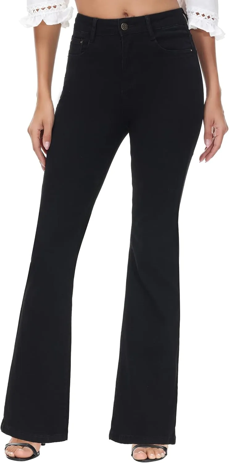 Flare Jeans for Women, Women's High Waist Stretch Bell Bottom Jeans Black Flare Bootcut Denim Jeans Pants