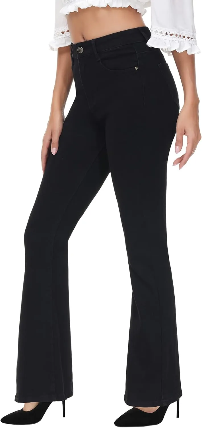 Flare Jeans for Women, Women's High Waist Stretch Bell Bottom Jeans Black Flare Bootcut Denim Jeans Pants