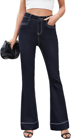 Flare Jeans for Women, Women's High Waist Stretch Bell Bottom Jeans Black Flare Bootcut Denim Jeans Pants