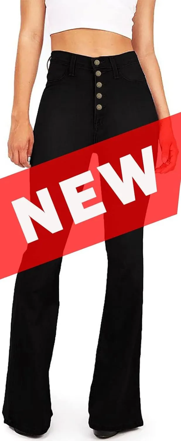 Flare Jeans for Women, Women's High Waist Stretch Bell Bottom Jeans Black Flare Bootcut Denim Jeans Pants