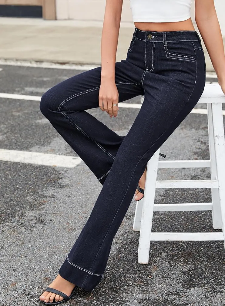 Flare Jeans for Women, Women's High Waist Stretch Bell Bottom Jeans Black Flare Bootcut Denim Jeans Pants