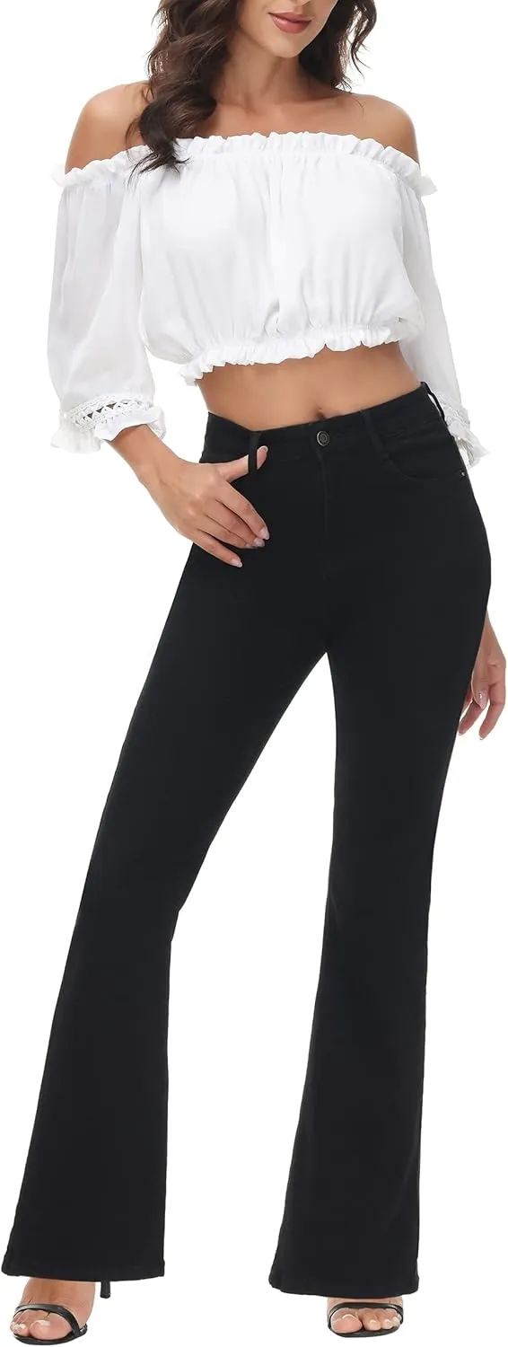 Flare Jeans for Women, Women's High Waist Stretch Bell Bottom Jeans Black Flare Bootcut Denim Jeans Pants