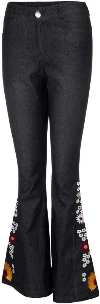 Flared Jeans for Women High Waisted Bell Bottom Jeans 70s Retro Jeans Lightweight Denim Pants Embroidered Bootcut Jeans