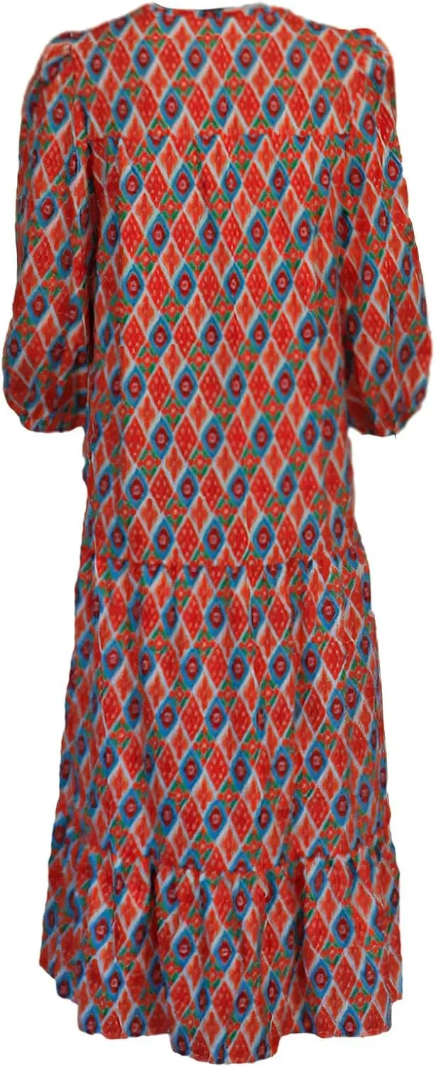 Floral Print Casual Maxi Dress for Women Summer Loose V Neck Short Sleeve Flowy Long Dresses with Ruffle Swing Hem