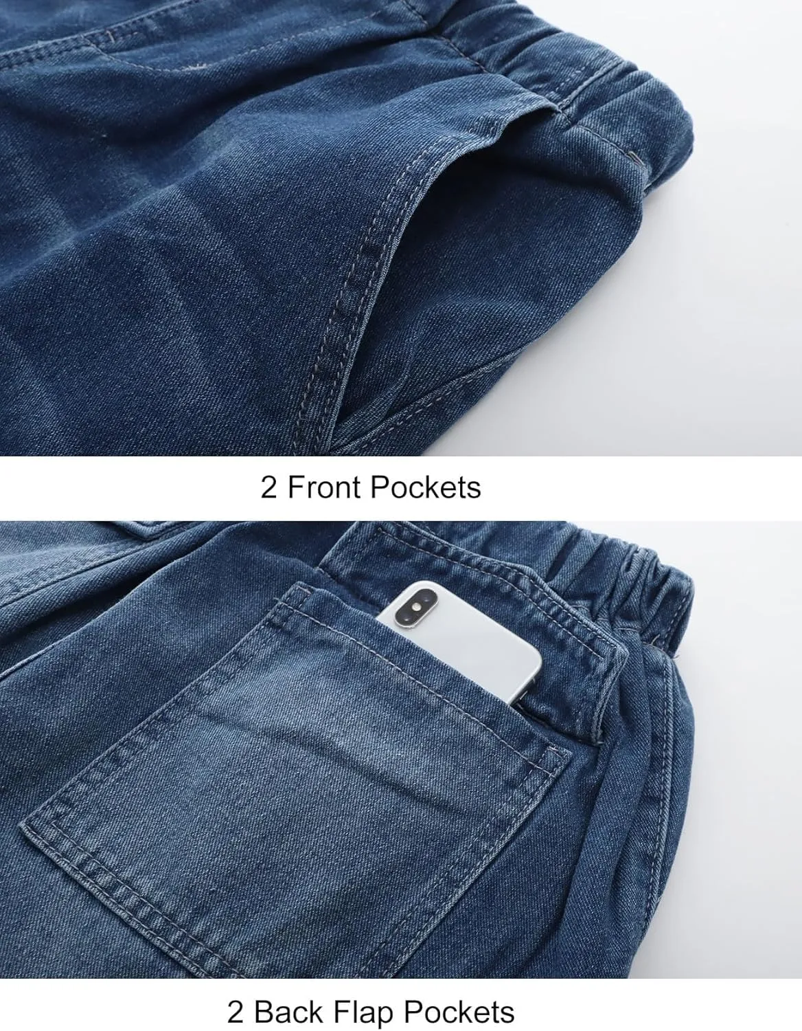 Flygo Womens Wide Leg Jeans Elastic Waist Drawstring Baggy Jeans Y2K Boyfriend Jeans Loose Denim Pants