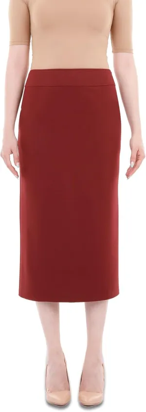 G-Line Women's Calf Length Back Vented Elegant Casual Midi Dress Skirt Plus Size