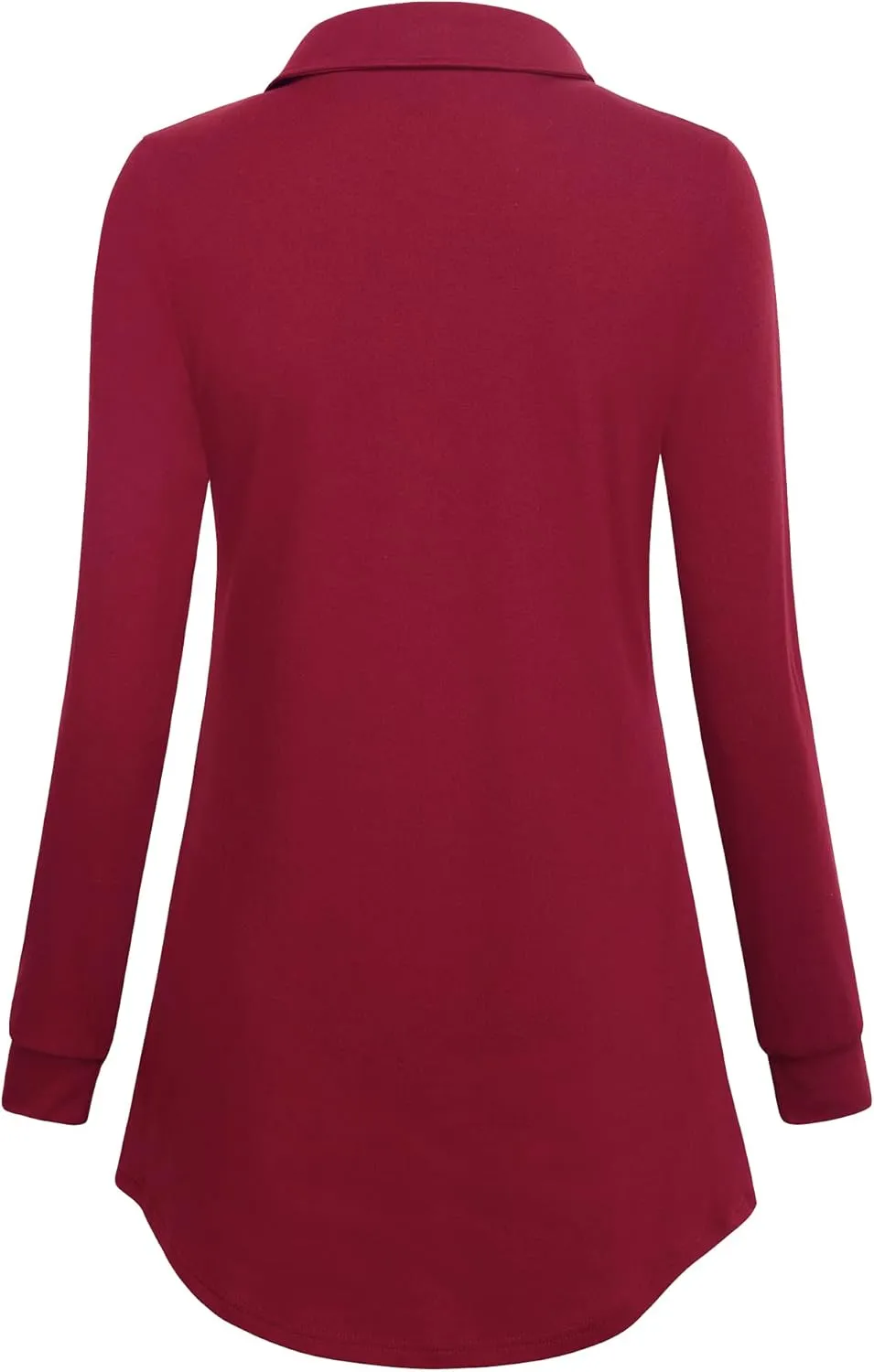 Gaharu Women's Swing Tunic Notch Collar Ladies Button Sweatshirt Long Sleeve Pullover Shirt Tops