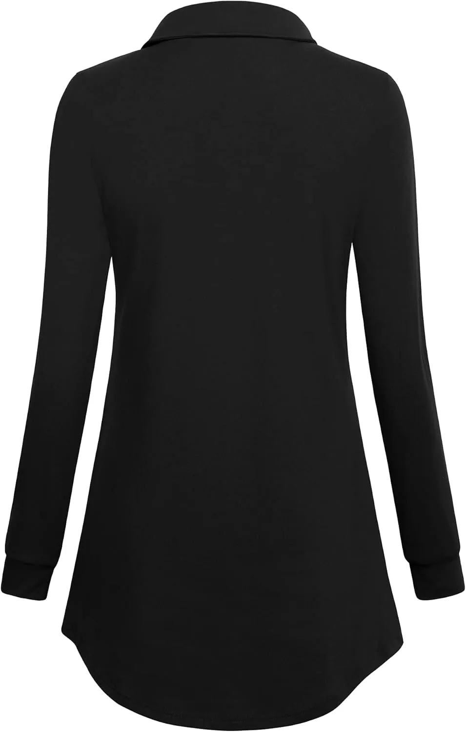 Gaharu Women's Swing Tunic Notch Collar Ladies Button Sweatshirt Long Sleeve Pullover Shirt Tops