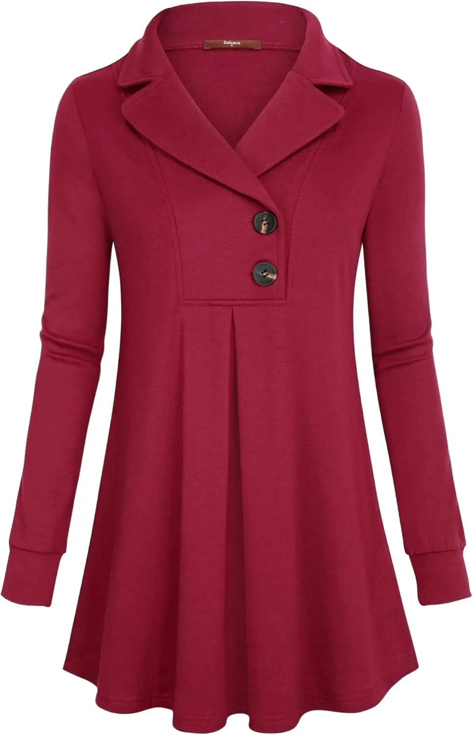 Gaharu Women's Swing Tunic Notch Collar Ladies Button Sweatshirt Long Sleeve Pullover Shirt Tops