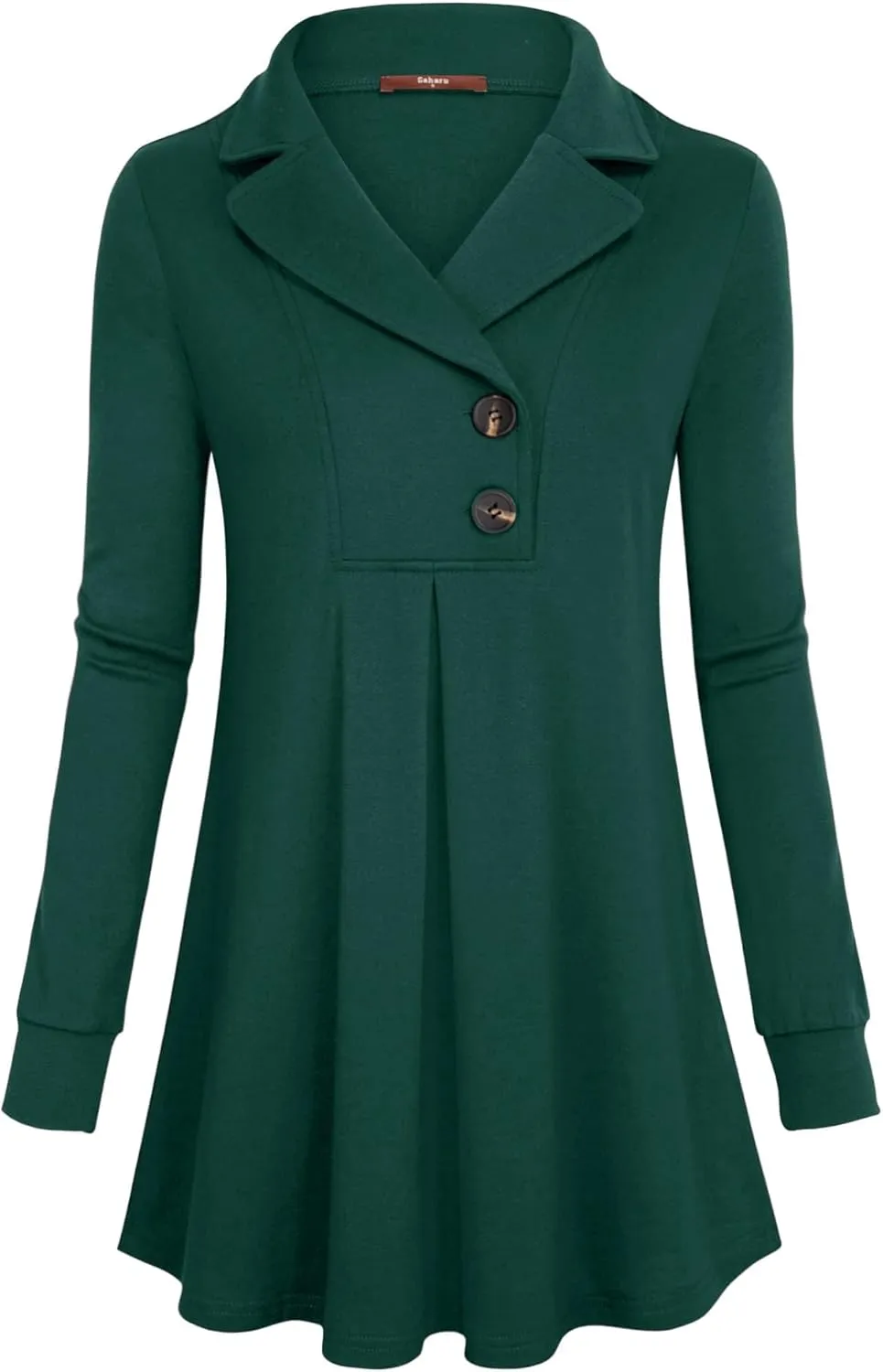 Gaharu Women's Swing Tunic Notch Collar Ladies Button Sweatshirt Long Sleeve Pullover Shirt Tops