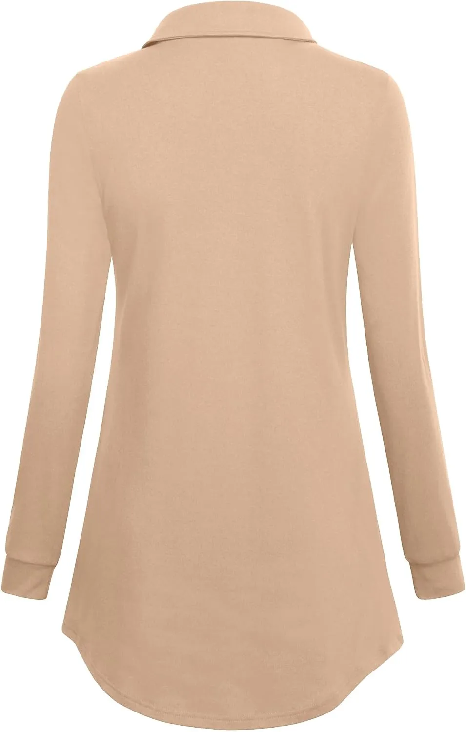 Gaharu Women's Swing Tunic Notch Collar Ladies Button Sweatshirt Long Sleeve Pullover Shirt Tops