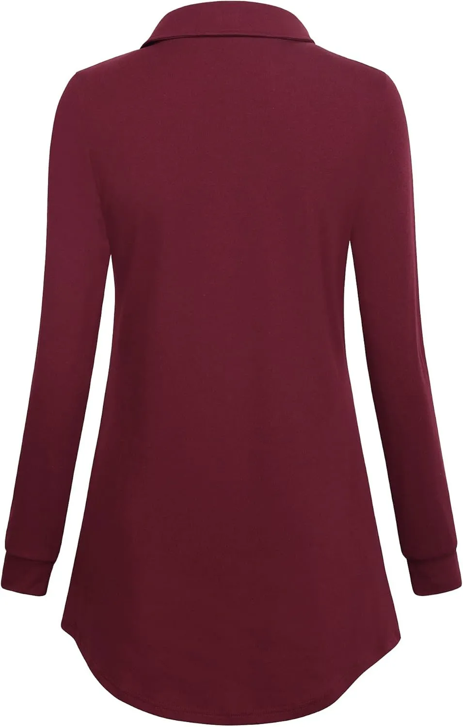 Gaharu Women's Swing Tunic Notch Collar Ladies Button Sweatshirt Long Sleeve Pullover Shirt Tops