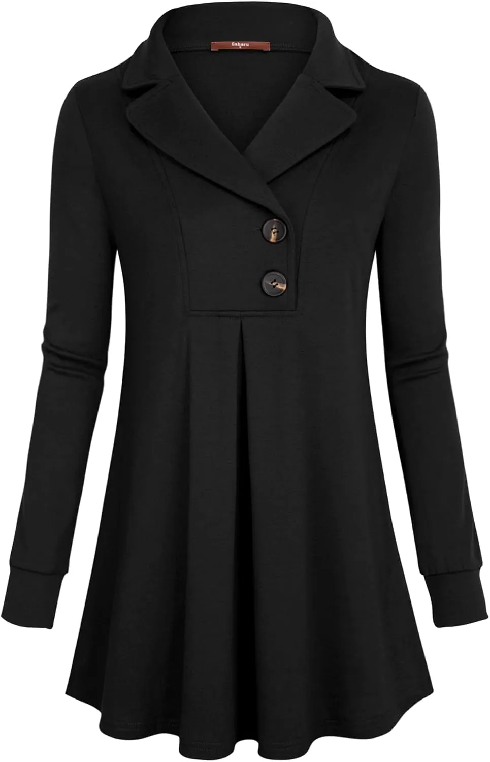 Gaharu Women's Swing Tunic Notch Collar Ladies Button Sweatshirt Long Sleeve Pullover Shirt Tops
