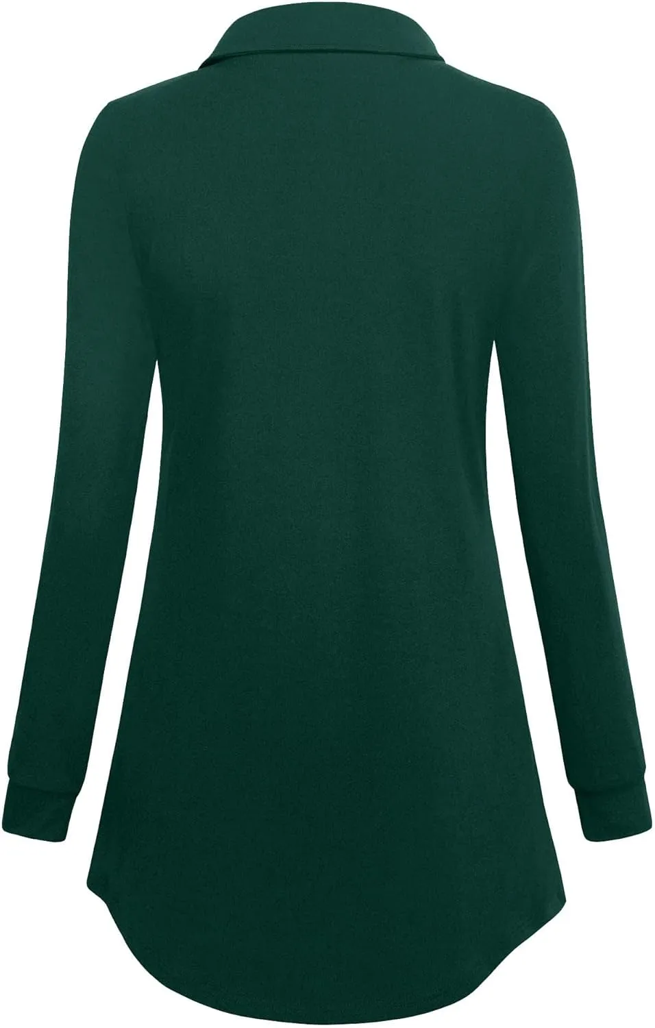 Gaharu Women's Swing Tunic Notch Collar Ladies Button Sweatshirt Long Sleeve Pullover Shirt Tops
