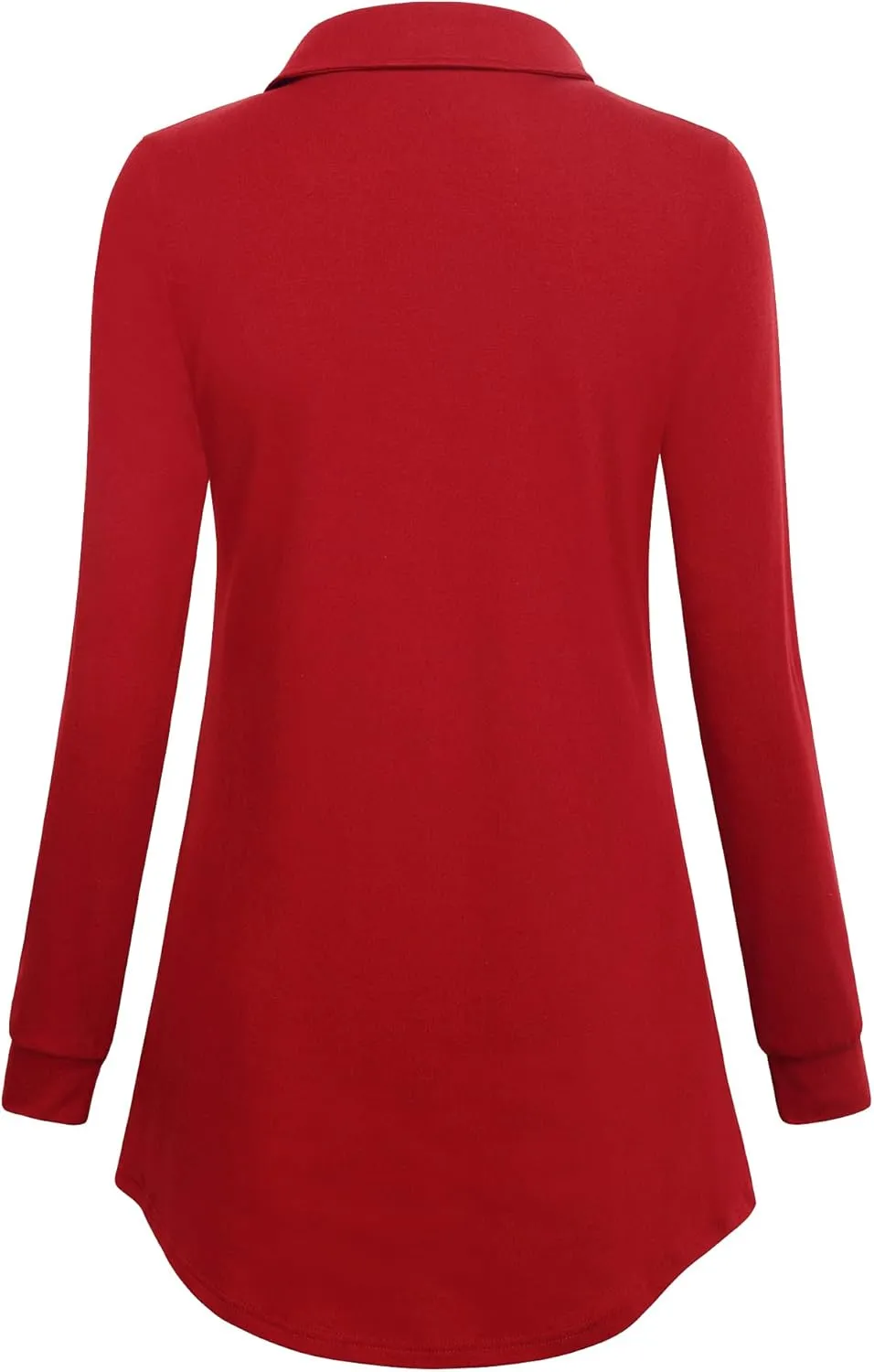 Gaharu Women's Swing Tunic Notch Collar Ladies Button Sweatshirt Long Sleeve Pullover Shirt Tops