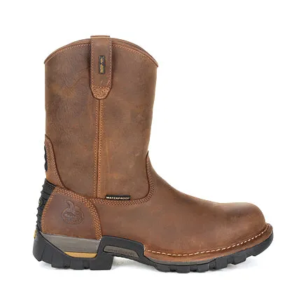 Georgia Men's 10" Eagle One Waterproof Pull-On Waterproof Work Boot - Brown GB00314