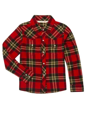 Girl's Ely Cattleman Plaid Flannel Western Snap Shirt
