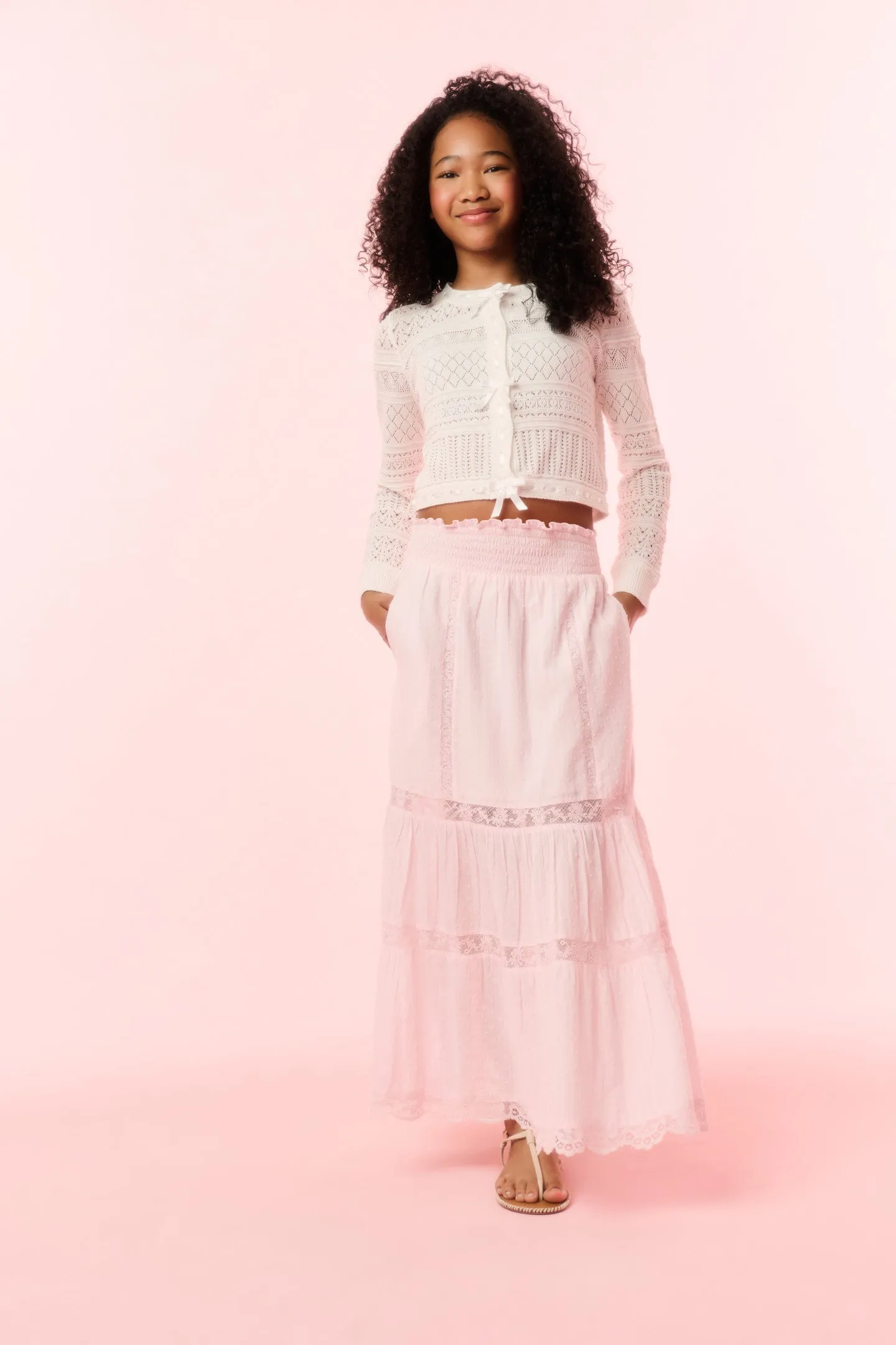 Girls Iriselle Woven Ribbon Cardigan